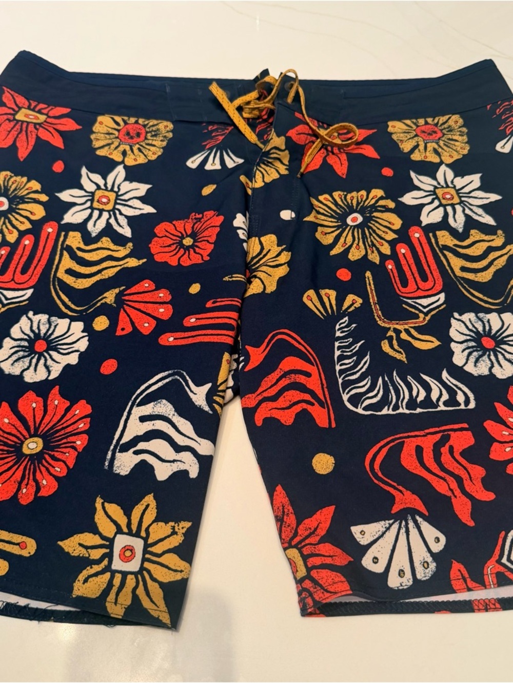 Men’s Billabong Navy Board shorts with Red, Gold & White Floral Print